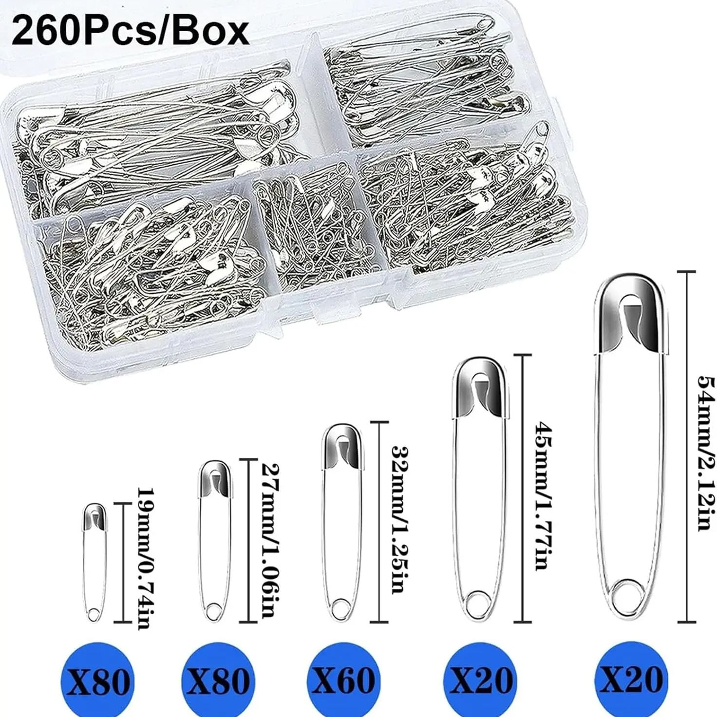 Jewelry Making Organizer - Kit di spille di sicurezza argentate